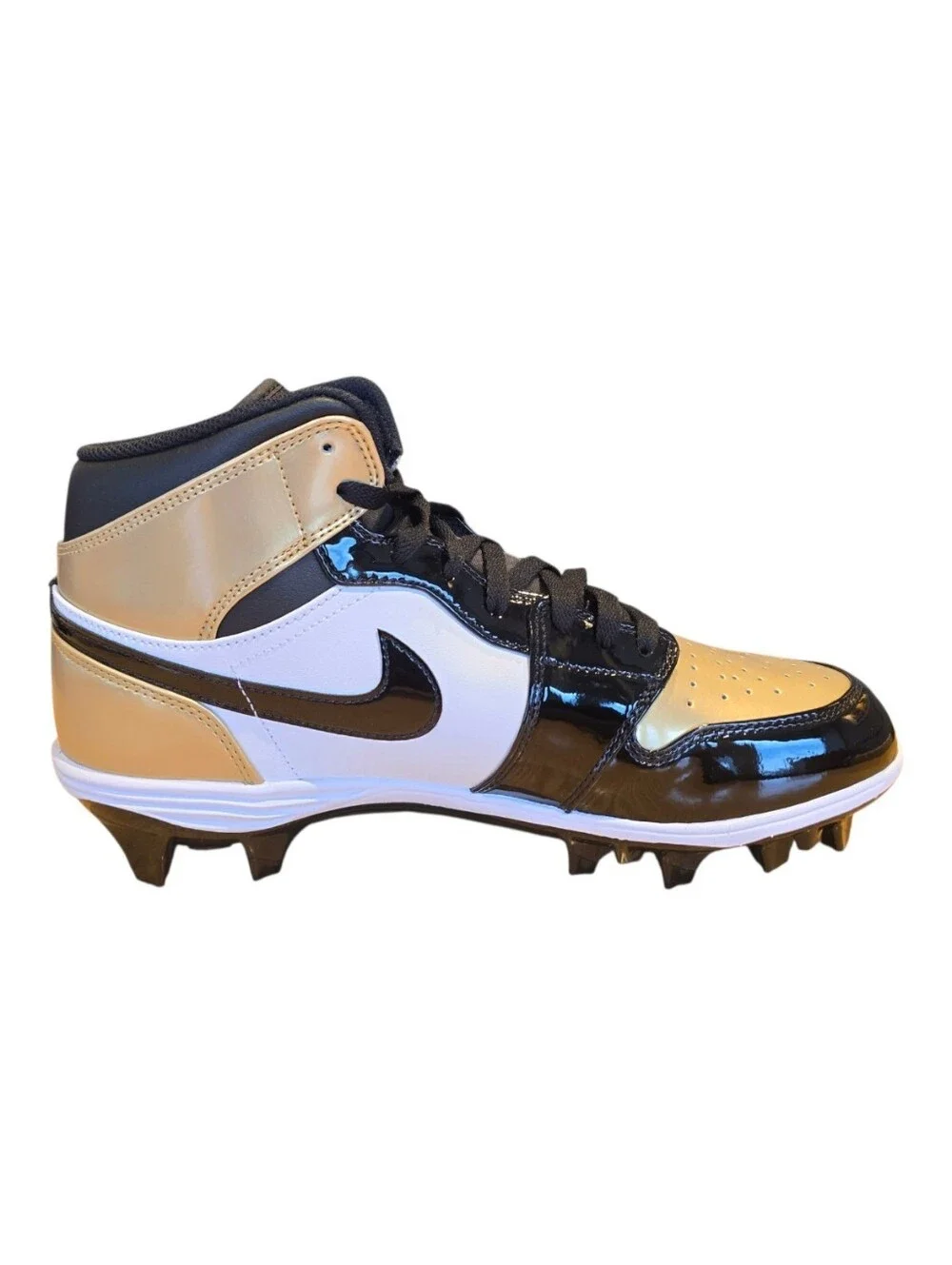 Air Jordan 1 Mid TD Football Cleats FJ6805-701 Gold Black White Men's 11.5 Nike